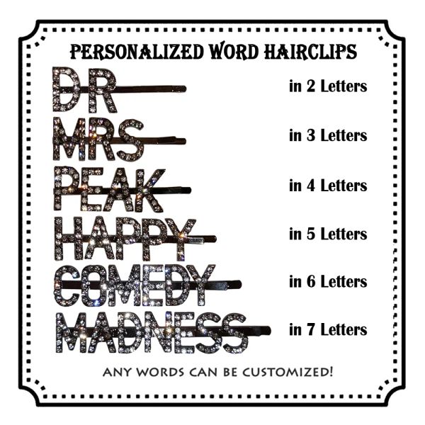 Ювелирные изделия Hot настраиваемые хрустальные слова для волос персонализированные буквы для волос уникальные аксессуары для волос для женщин