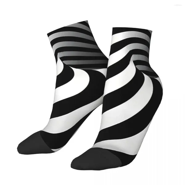 Meias masculinas Ilusão de óptica engraçada Abstract Abstract Twisted Stripes Geometry Street Style Style Crazy Crew Sock Gift Padrão de presente impresso