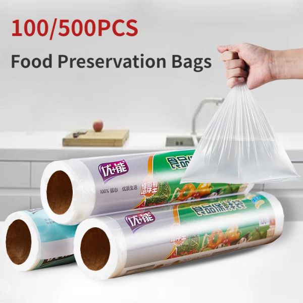 Organização 50/100pcs Bolsa de embalagem de plástico frutas de vegeta