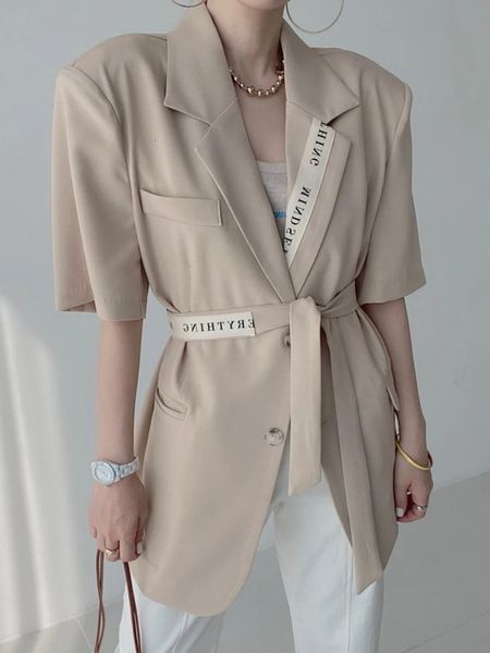 JMPRS Spring Design Blazer Korean kurzärmelige Temperamentanzug Jacke Frauen eleganter Tunika -Gürtel Frauenmodats 240417