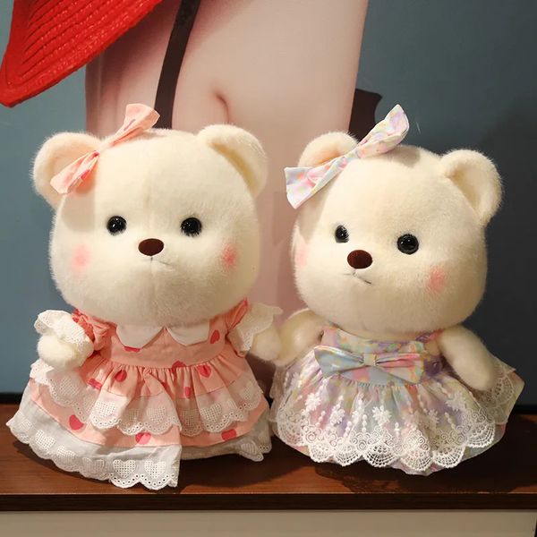 Adorável menina coração urso brinquedos de pelúcia kawaii animais sfuffed boneca de bebê adormecido boneca do dia dos namorados presente para os adereços de selfie 240422