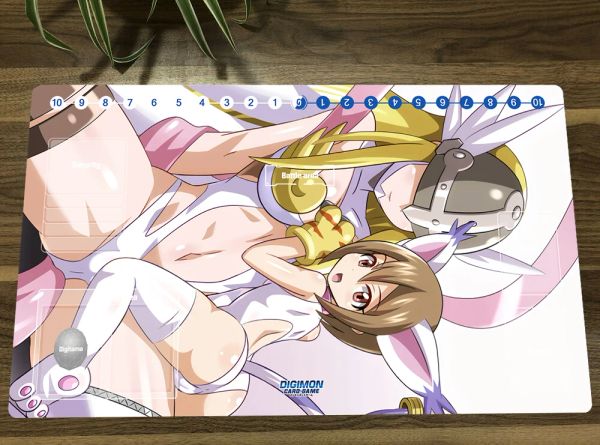 Pads Digimon Playmat Yagami Hikari Angewomon Trading Card Mat Mat dtcg ccg tappetino tampone in gomma pad pad pad pad tcg mat tappetino sacchetto