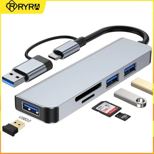 Hubs Ryra USB3.0 Tipo C Docking Station USB C Hub 4 porta USB 2.0 HUB PD TF Scheda USB Adattatore USB Stazione Ultra Slim Data Portable Data Hub