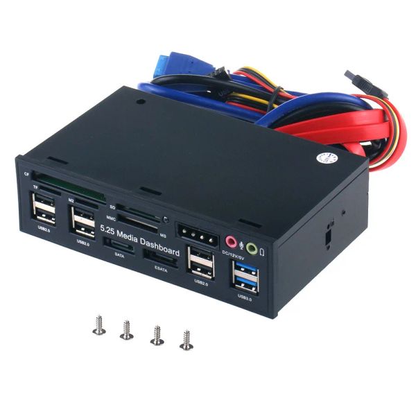 Lettori multifunzione multifunzione USB 3.0 HUB ESATA SATA Porta interna Lettore PC Audio del pannello frontale per medio per SD CF TF M2 MMC Schede di memoria