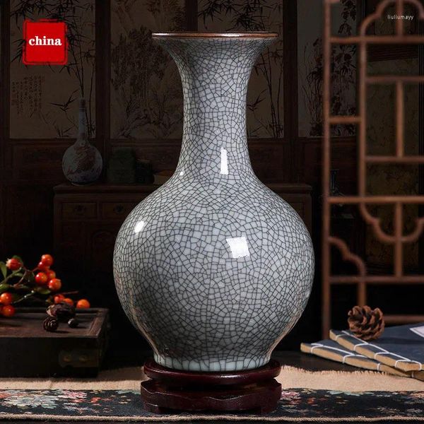 Vasen chinesische antike geknackte Porzellan moderne Eis Crack Keramik Vase Home Desktop Dekoration