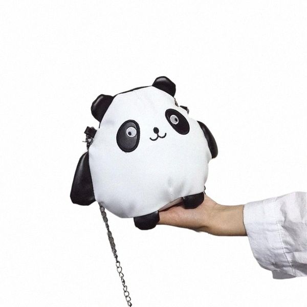 Carto Funny Persity Childlike Pu Panda Плековая сумка Fi Hit Color милый уродливая цепь Menger Bag i5iz#