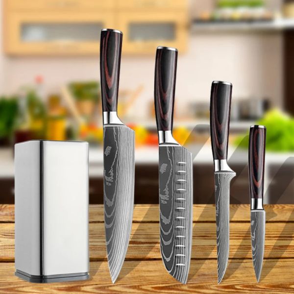 Messer Küchenmesser Set Japanische Kochmesser Set Koch Messer scharfe Edelstahl mit hohem Kohlenstoff -Edelstahl für professionelle Küchenmesserhalter