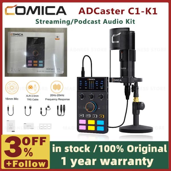 Mikrofonlar Comica Adcaster C1K1 Ses Arayüzü Akış/Oyun/Podcasting için XLR Mikrofonu, IMAC iPhone Android için Ses Kartı