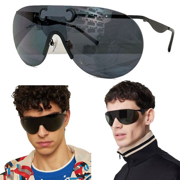 Designerin neuer Sommermaskenmasken-Sonnenbrille Männer Frauen rahmenlose übergroße Linsen Black Metal Modetrend Sonnenbrille1656 mit Box