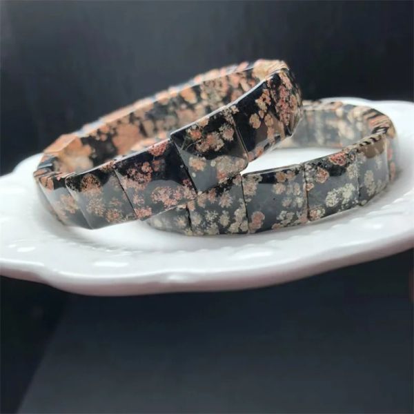 Bangle Natural Snow Flake Obsidian Bangle String Cado