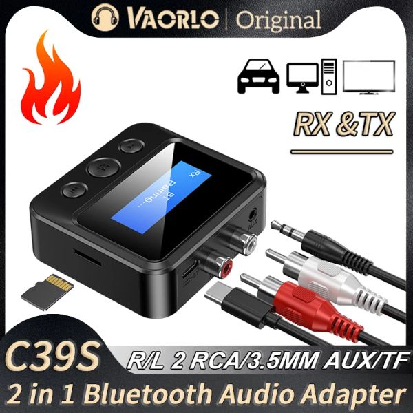 Adaptador Bluetooth 5.0 Receptor de Audio Transmissor LCD Display RCA 3,5mm AUX ADAPTADOR sem fio estéreo do dongle USB para carros fones de ouvido de TV para PC