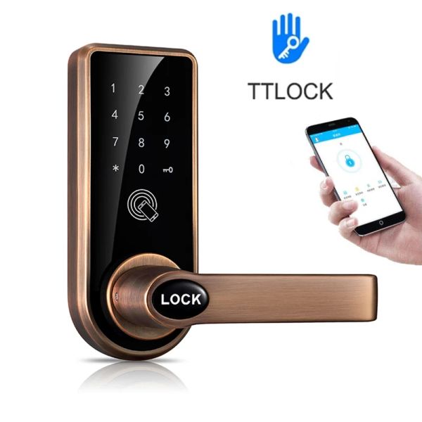 Controle trava de madeira trava de madeira tecla de trava eletrônica Digital Smart Home Smart Home opcional Bluetooth Lock Ttlock IC Card Hotel Lock Wi -Fi