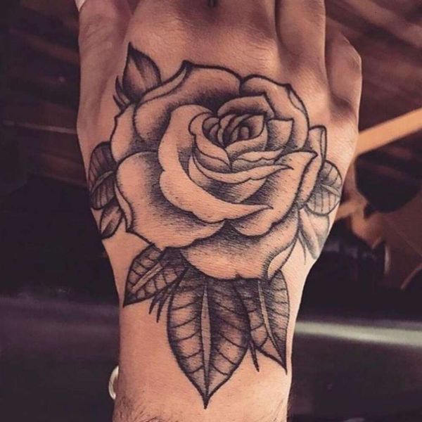 1pcs Handblume Rose gefälschte Tattoo Aufkleber wasserdichte temporäre Tatto -Körperkunst für Mädchen Frauen Männer