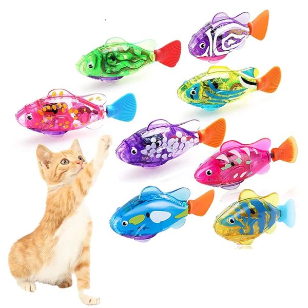 Toys Cat Interactive Electric Fish Toy Water Cat Toy Innenspiel spielen Schwimmroboter Fischspielzeug LED LEGTE TEIL TEISCHE FÜR KATE UND HUNDE