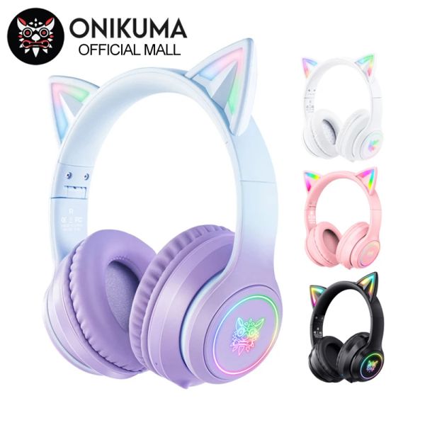 Lieferungen Bluetooth 5.0 Gaming Headset RGB Cat Ohr -Wireless -Kopfhörer mit Mikrofon -RGB -LED -Leuchten