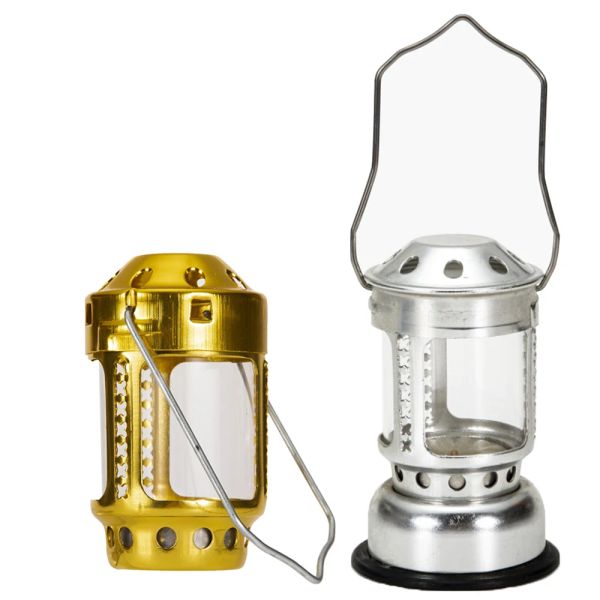 Accessoires tragbare Aluminiumlegierung Kerze Lantern Messinnen Hängende Kerzenleuchte Teelampe für Nachtfischereicampingzubehör im Freien