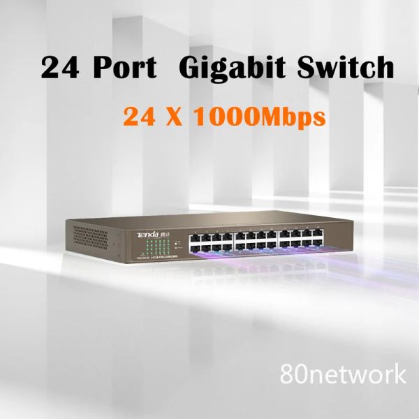 HUBS TENDA TEG1024D Full Gigabit 24Port RJ45 Switch di rete 1000m Monitoraggio di sicurezza Sicurezza Splitter Ethernet Hub Office LAN LAN