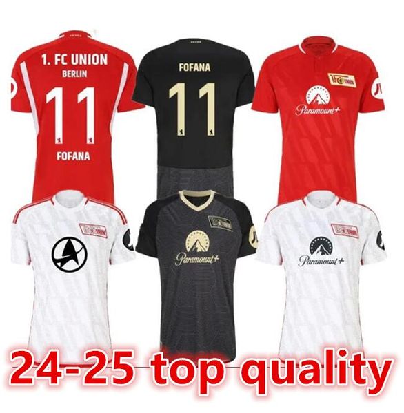 23 24 25 Jerseys de futebol da Union Berlin Aaronson Fofana Liga dos Campeões Kral Khedira Laidouni Behrens Khedira Diogo Leite Doekhi 2023 Mens Camisas de Futebol