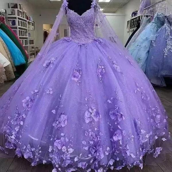 Сирень Лаванда Фиолетовый Принцесса Платье Quinceanera 2024 От плеча Gilter кружевная аппликация с бисером выпускной день роскошные vestidos de 15 Sweet 16