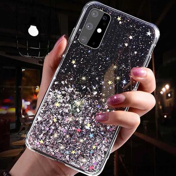 Casi di cellulare Custodia stella glitter di lusso per Galaxy A31 A51 A71 A70 A50 A20 A30 A80 A90 S10 S20 S20 S9 S9 S9 Plus S10 E TPU COPER CASO