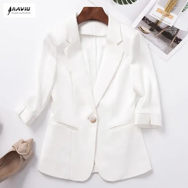 Abiti da donna naviu lino in lino raso piccolo giacca da donna a mezza manica a sezione sottile blazer femminile estate prima estate da donna coat