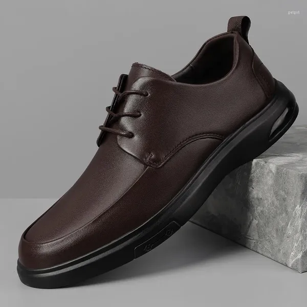 Sapatos casuais de alta qualidade homens genuínos de couro versátil marca de moda masculina Oxford Lace Up vestido formal calçados