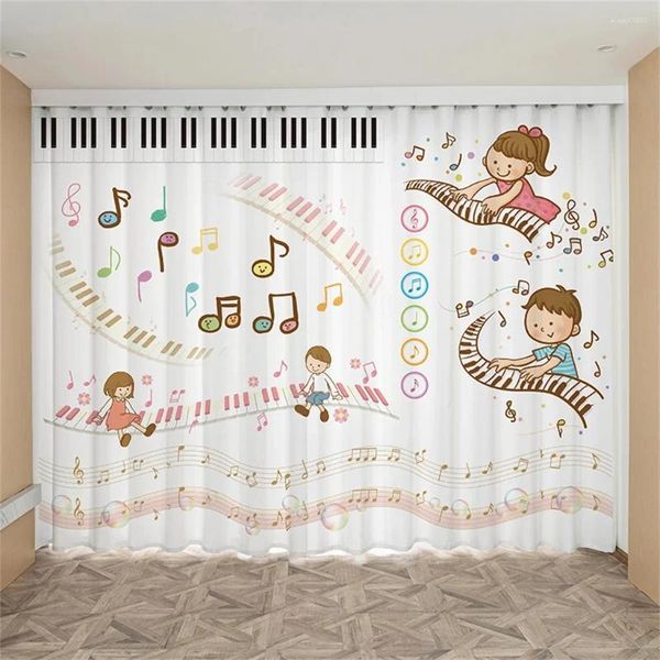 Tenda musica per pianoforte Note per chitarra tende finestre cucina per la camera da letto per bambini decorazioni tende