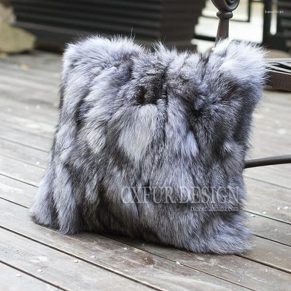 Travesseiro CX-D-52 Varejo Good Real Silver Fur Sofá Cover para sala de estar decorativa