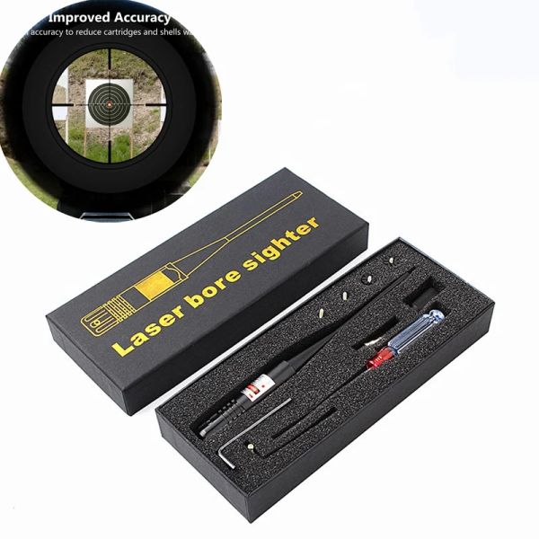 SCOPES FUCILE LASER ROSSO LASER KIT COLLIMATORE SIGHTER con scatola Portare Laser Sight da 177 a .64 Shotgun Calibre Capsighter