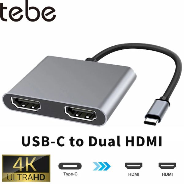 Hubs Tebe USB C Hub Adapter Typec to 4k Hdmicabatible VGA Dock Station Support MST для MacBook HP Multiport USBC Hub