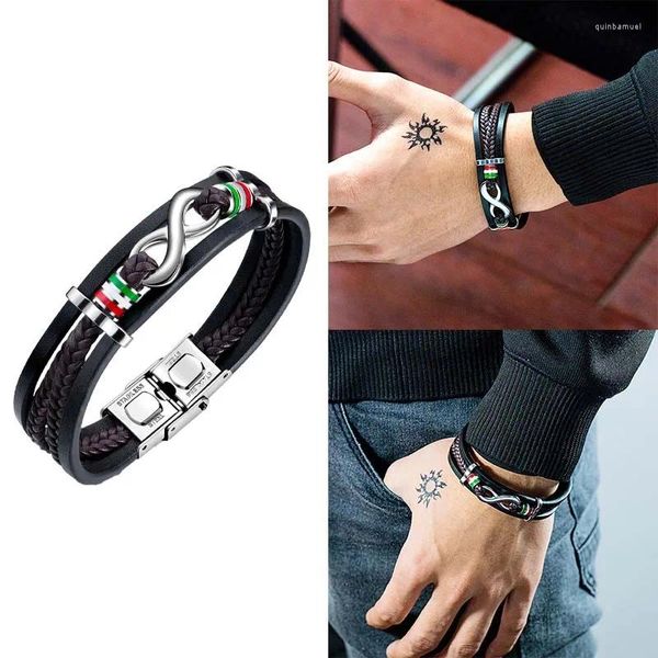 Braccialetti di fascino bracciale in pelle intrecciata intrecciata a mano Bracciale cento infinito 8 corda