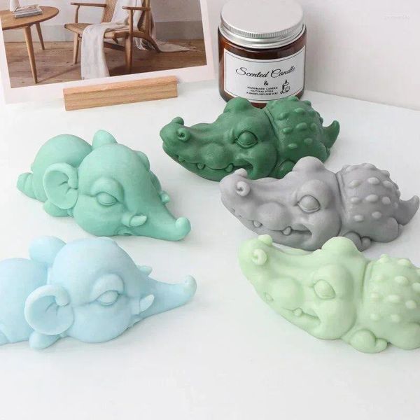 Stampi da forno cartone animato piccolo elefante in silicone stampo fai -da -te sdraiati a mano coccodrillo coccodrillo stampi resina epossidica per la decorazione domestica