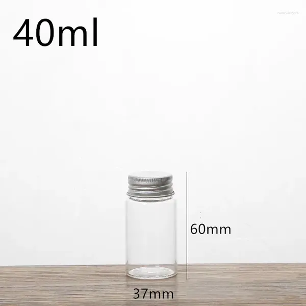 Dekoratif Figürinler 10 PCS 37 60mm Gümüş/Altın Kapaklı 40ml Cam Şişeler Şeffaf Boş Flakonlar Kavanozlar Konteyner Depolama Düğün Şişesi