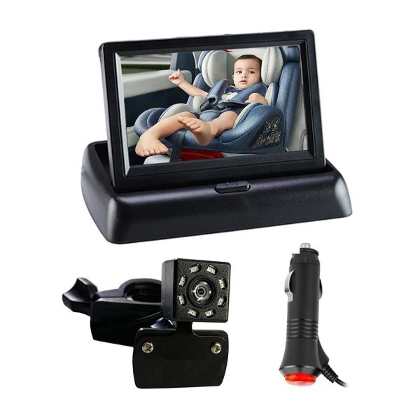 Telecamera da 4,3 pollici sedile di sicurezza HD Specchio per auto fotocamera Specchio per auto impermeabili per neonati 150 Visualizza larga 8SE IR Vision Night Vision Monitor Display