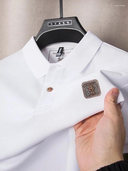 Erkek Polos High End marka saf pamuklu kısa kollu polo gömlek şık yaz mükemmel baskı elmas gündelik tişört