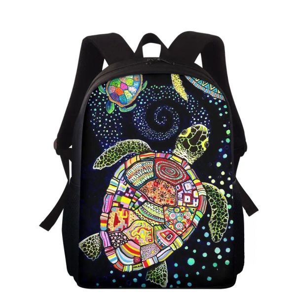 Mochilas de estampa de tartaruga oceânica para crianças criaturas marinhas exclusivas do ensino fundamental das crianças do ensino fundamental de garotas 3D meninas garotas rucksack