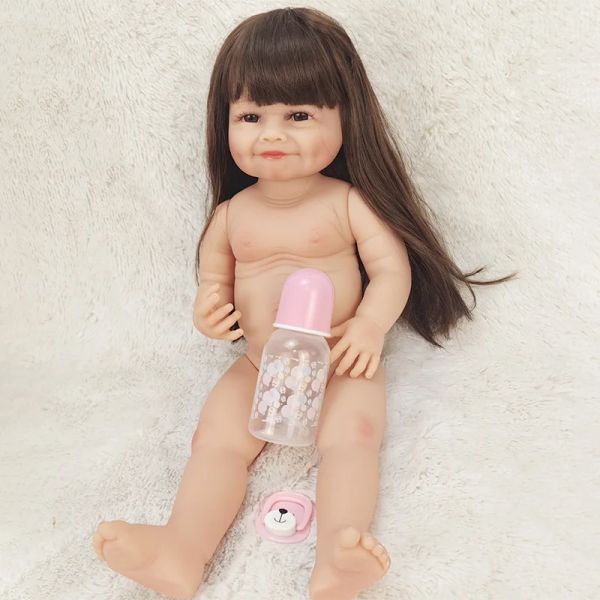 Bonecas de 21 polegadas de 21 polegadas renasciam bonecas de bebê smile doce vida real realisticnewborn corporal vinil menina com acessórios de brinquedo presente