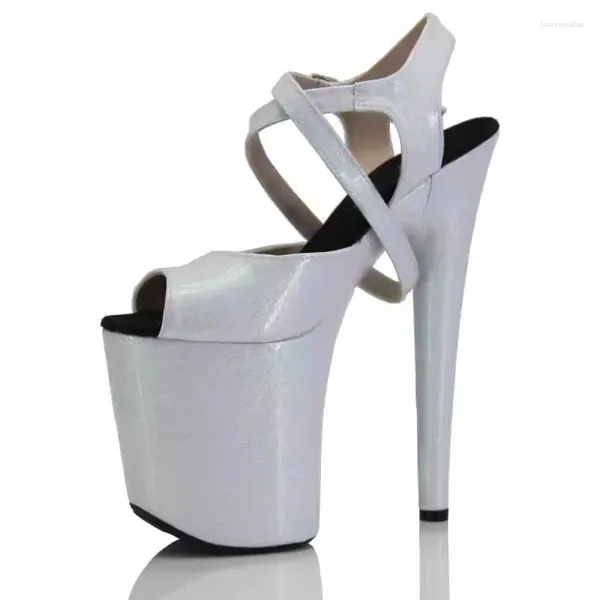 Sandálias 20cm/8inches PU Upper Fashion Sexy Exótico Alta Plataforma de Plataforma Mulheres Modernas de Pólo Modern Dance Sapatos MA013