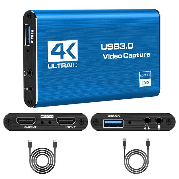 Lens USB 4K 60 Гц HDMICAMALIBLE VIDEE CARD 1080p для записи игр Live Streaming Box USB 3.0 Grabber для камеры PS4