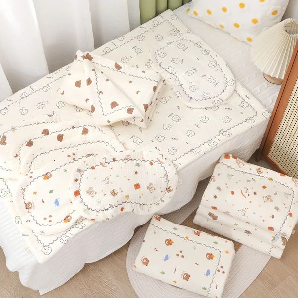 2pcs/set baby lear colchãopillow berço colchão nascida colchão de colchão lençóis pad meninos garotas cama infantil conjunto 240419