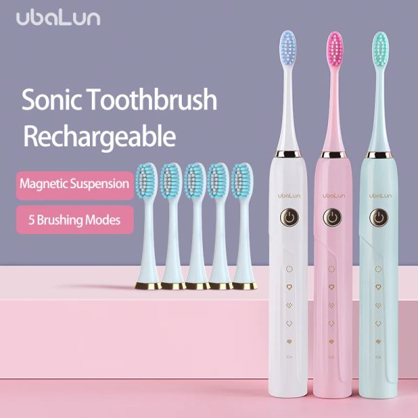 Teste Ubalun Electric Dente Sprofroto Magnetica Sospensione Sons spazzolino da denti ad ultrasuoni ricaricabile 5 8 Collegamenti