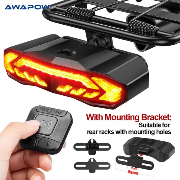 Luzes Awapow Bicycle Alarm AMARM ANTIMENTO DE BICKIFICAÇÃO ALARME DO LEITO DE LAVAGEM DO LED LED LIGHT LUQUETA DE