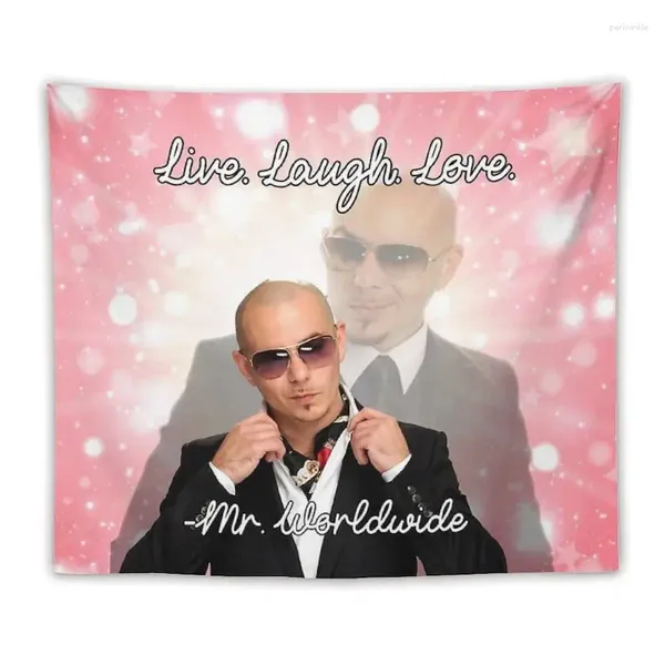 Wandteppiche Mr Worldwide Tapestry Live Laugh Love Poster Wand Boutique Kunst Hanging -Aionen für Wohnzimmer Schlafzimmer Schlafzimmerdekoration