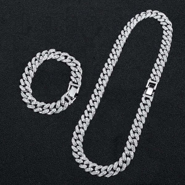 Jóias por atacado 925 Sterling Silver Hip Hop Colar cubano Frozen Sparkling Diamond Curb Chain Link Chain