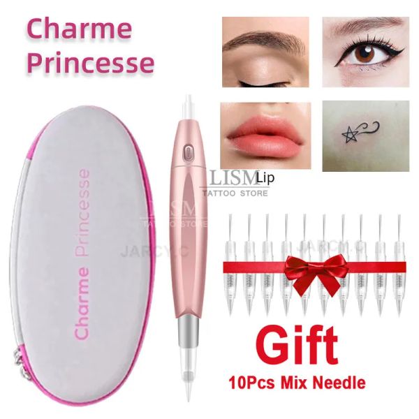 Máquina Dermografo Charme Princesa Tattoo Pen Kit Microblading Charme Princesse Kit de maquiagem permanente para delineador de lábios de sobrancelha