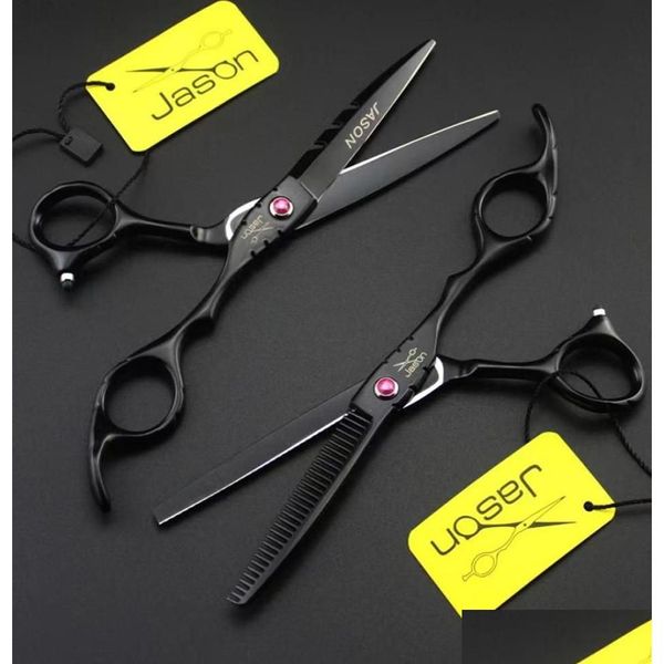 Tesoura de cabelo Jason sy22 556 polegadas Profissional tesouras de salão de salão cortando o japão de aço barbeiro scissor5993378 dr dhugq