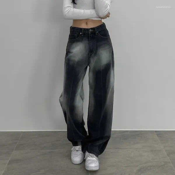 Jeans feminino Mulheres femininas Vintage 90s Baggy Y2K Streetwear