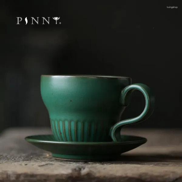 Canecas pinny europeu vintage de cerâmica xícara de café e pires de pires