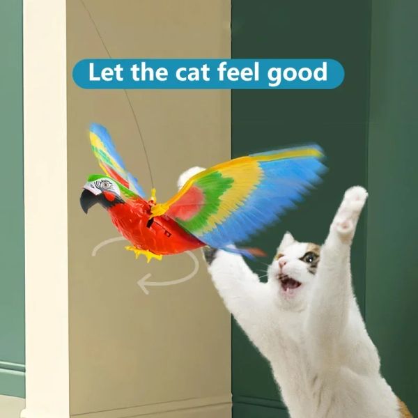 Toys Simulation Bird Interactive Cat Toys Elektrische Hang Eagle Flying Bird Cat Teasering Play Cat Stick Scratch Seil Haustier Spielzeug