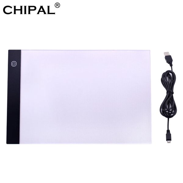 Tablets Chipal A4 LED -Zeichnung Tablet Digital Grafikpolster USB LED Light Box Kopierplatte Elektronische Kunst Grafikmalerei Schreibtabelle